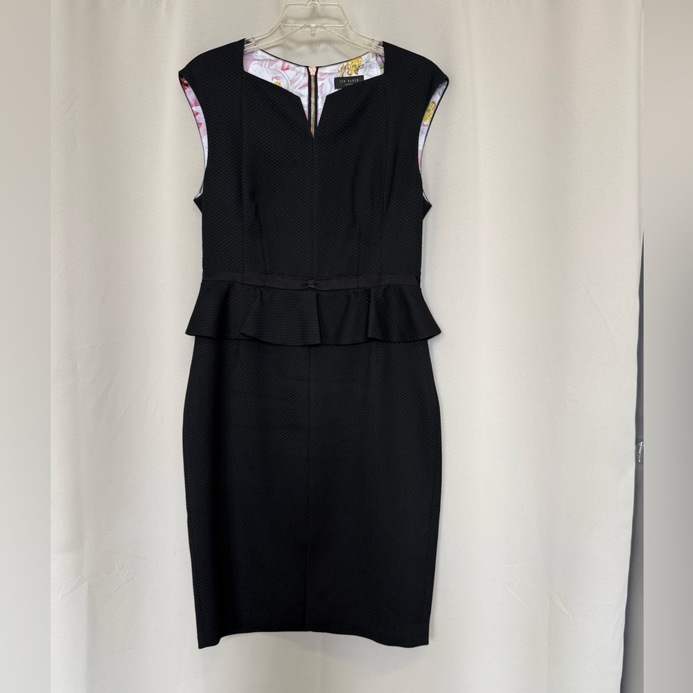 Ted Baker Black Peplum Midi Dress